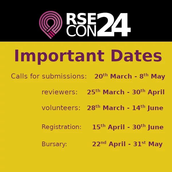 Important Dates for RSECon24